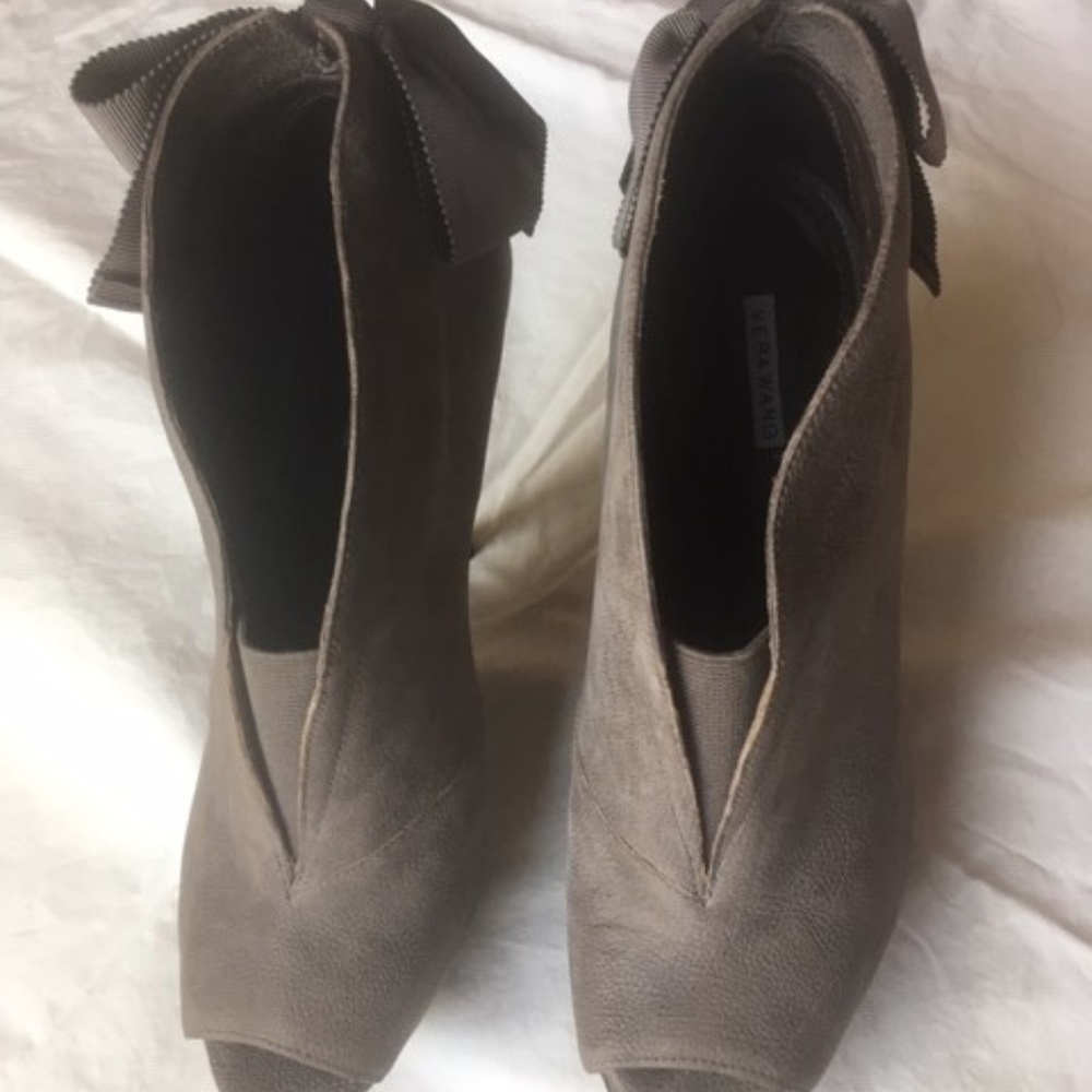 Vera Wang Open Toe Platform Booties - Taupe - image 1